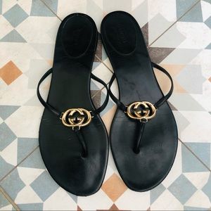 Gucci // Double G Leather Thong Sandal